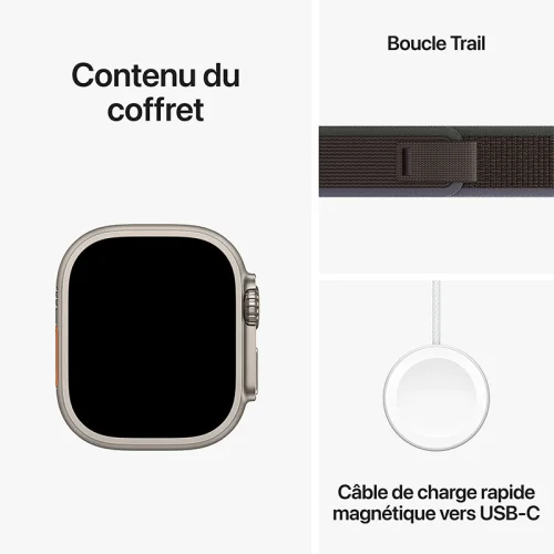 Apple Watch Ultra 2 Boîtier en titane (49 mm/GPS-Cellular) - Bracelet Boucle Trail Bleu/noir Image 2