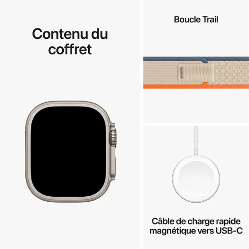 Apple Watch Ultra 2 Boîtier en titane (49 mm/GPS-Cellular) - Bracelet Boucle Trail Orange/beige Image 2