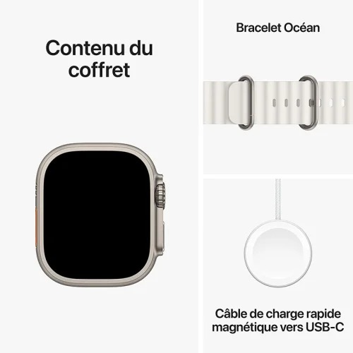Apple Watch Ultra 2 Boîtier en titane (49 mm/GPS-Cellular) - Bracelet Océan / Blanc Image 2