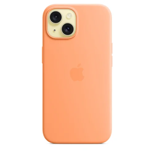 Apple Coque en silicone avec MagSafe pour iPhone 15 - Sorbet à l’orange Image 2