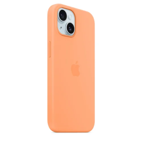 Apple Coque en silicone avec MagSafe pour iPhone 15 - Sorbet à l’orange Image 3