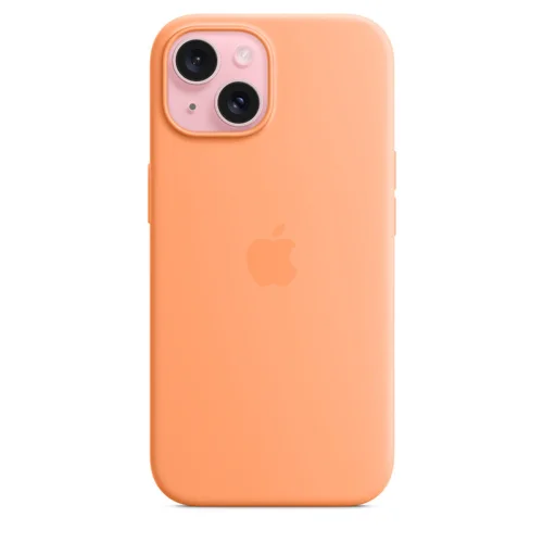 Apple Coque en silicone avec MagSafe pour iPhone 15 - Sorbet à l’orange Image 4