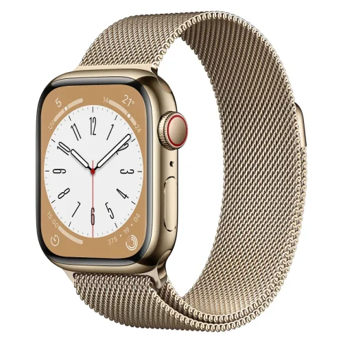 Apple Watch Series 8 Boîtier Acier inoxydable (45 MM/GPS-Cellular) - Bracelet Milanais / Or Image 1