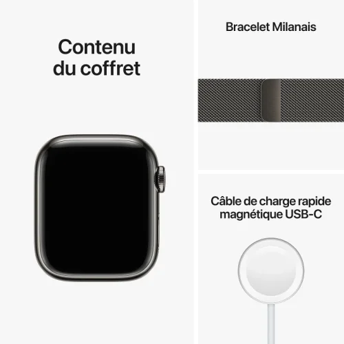 Apple Watch Series 8 Boîtier en Acier inoxydable (45 MM/GPS-Cellular) - Bracelet Milanais / Graphite Image 2