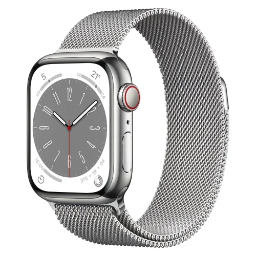 Apple Watch Series 8 Boîtier en Acier inoxydable (45 MM/GPS-Cellular) - Bracelet Milanais / Argent Image 1