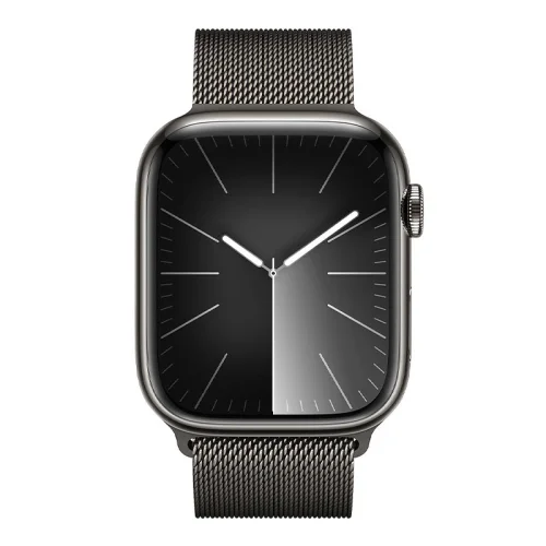 Apple Watch Series 9 Boîtier en Acier inoxydable (45mm / GPS-Cellular) - Bracelet Milanais / Minuit Image 2