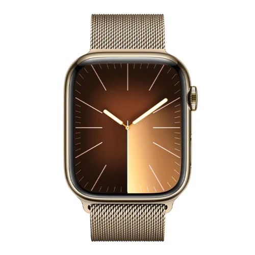 Apple Watch Series 9 Boîtier en Acier inoxydable (45mm / GPS-Cellular) - Bracelet Milanais / Or Image 1
