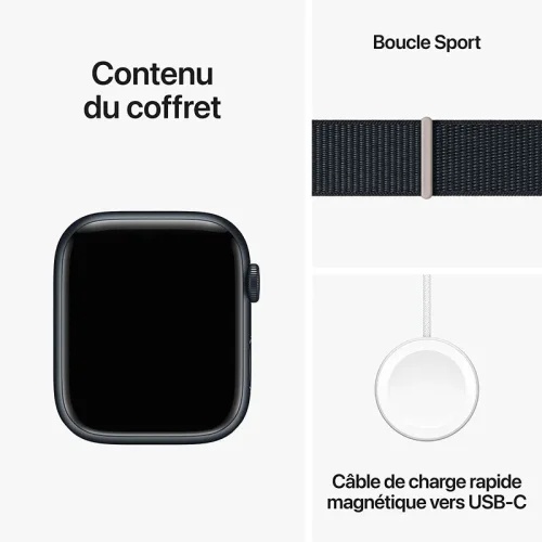 Apple Watch Series 9 Boîtier en Aluminium (41mm / GPS) - Boucle Sport / Minuit Image 2