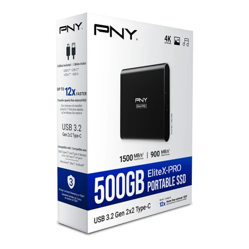 Disque dur SSD externe Type-C PNY EliteX-PRO (500Go) Image 2