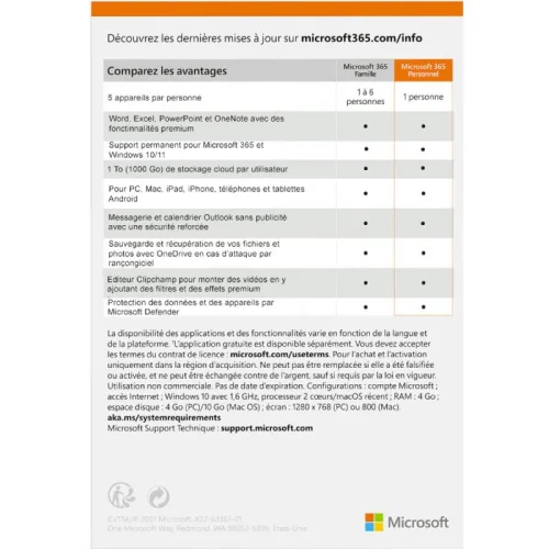 Microsoft 365 Personnel (abonnement Office 365 de 1 an) Image 1