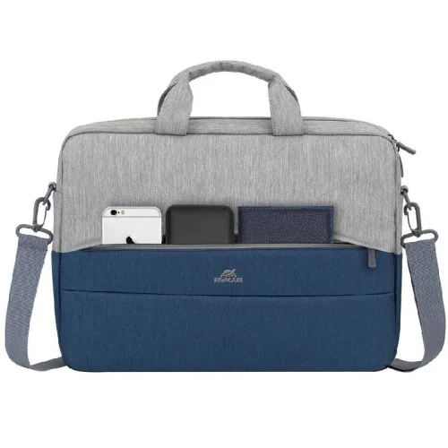 Rivacase Prater Sacoche pour ordinateurs portables 15.6\'\' - Gris/Bleu foncé Image 3