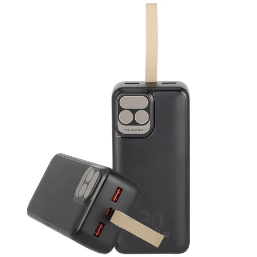 Rivacase PowerBank portable Rapid (30000 mAh) QC/PD 20W avec l\'écran LCD - Noir Image 2