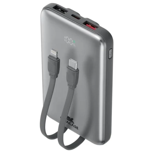 Rivacase PowerBank portable Turbo (10000 mAh) 30W avec 2 câbles intégrés Image 1