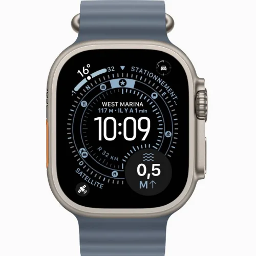 Apple Watch Ultra 3 Boîtier 49 MM Boîtier en titane naturel (49 mm/GPS-Cellular)  - Bracelet Océan Bleu maritime Image 2
