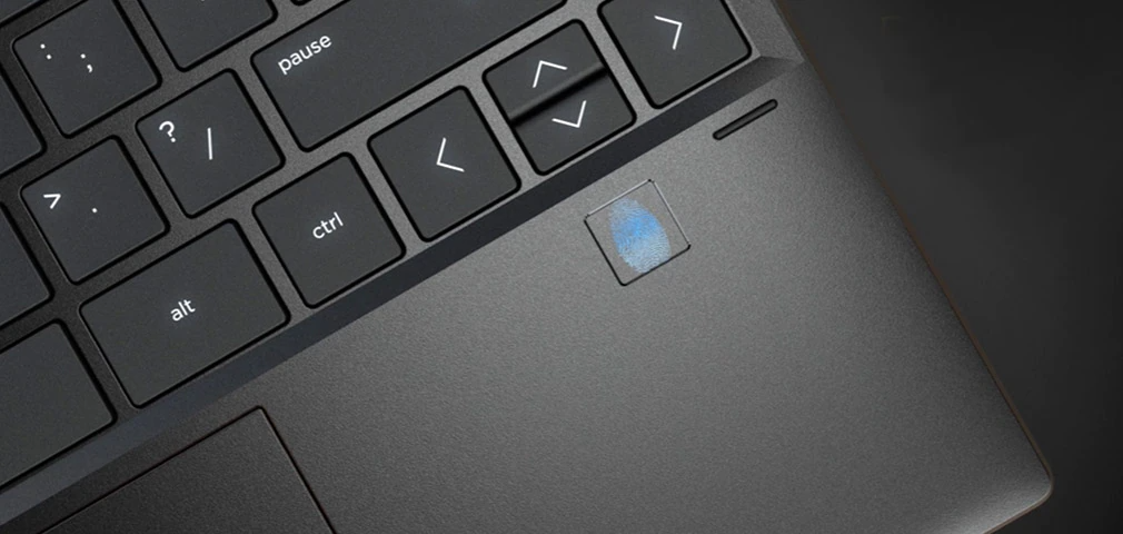Gros plan des fonctions sur clavier pour connexion sécurisée avec lecteur d’empreintes digitales HP - Ordinateur portable convertible puissant HP Spectre x360