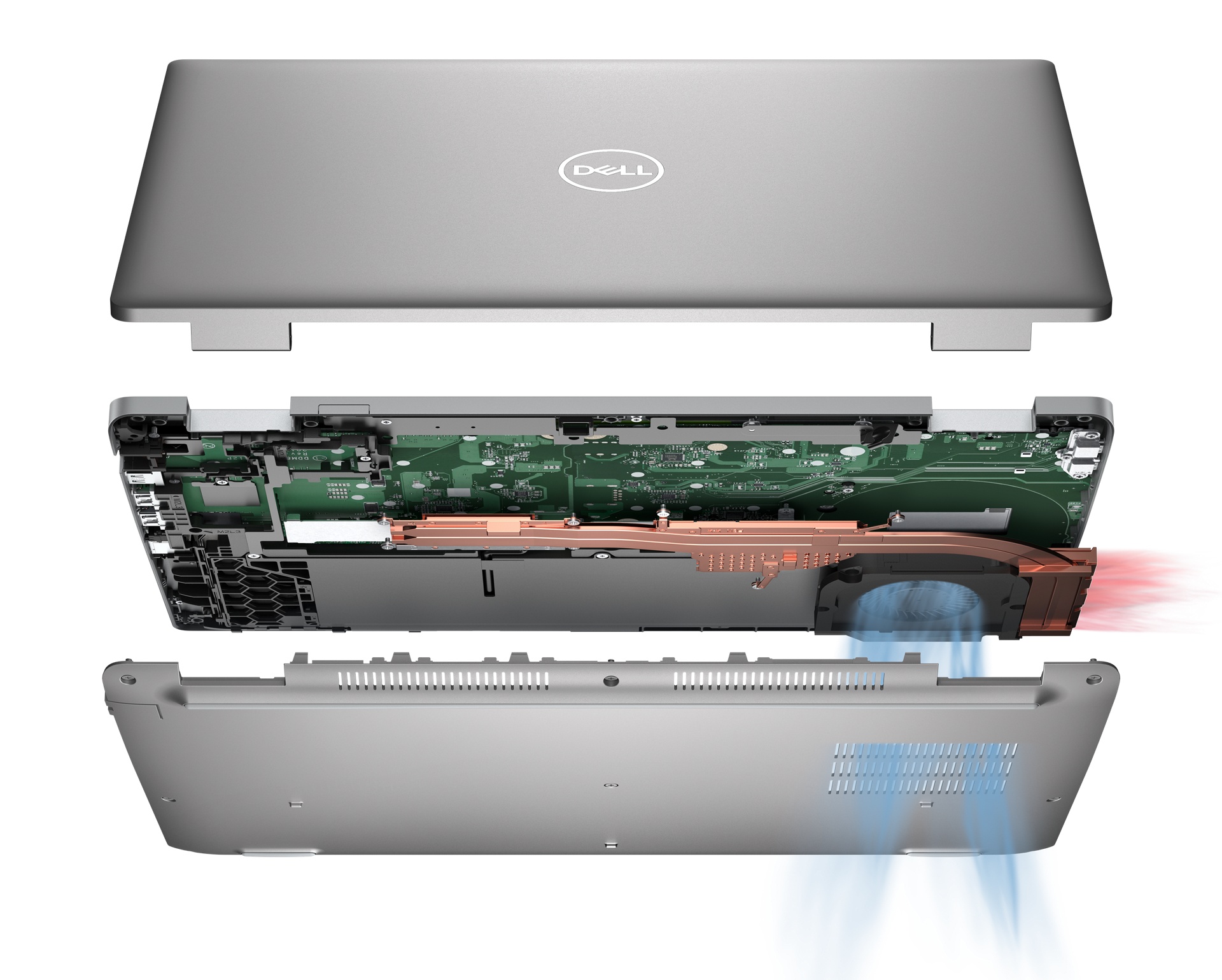 Photo d'un ordinateur portable Dell Latitude 15 5530 démonté montrant le produit à l'intérieur.