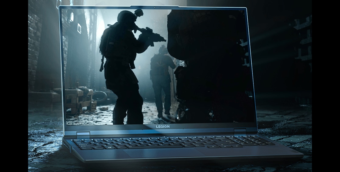Lenovo Legion 5 Pro (16” AMD), right front angle view 