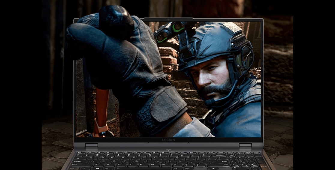 Lenovo Legion 5 Pro (16” AMD), right front angle view 