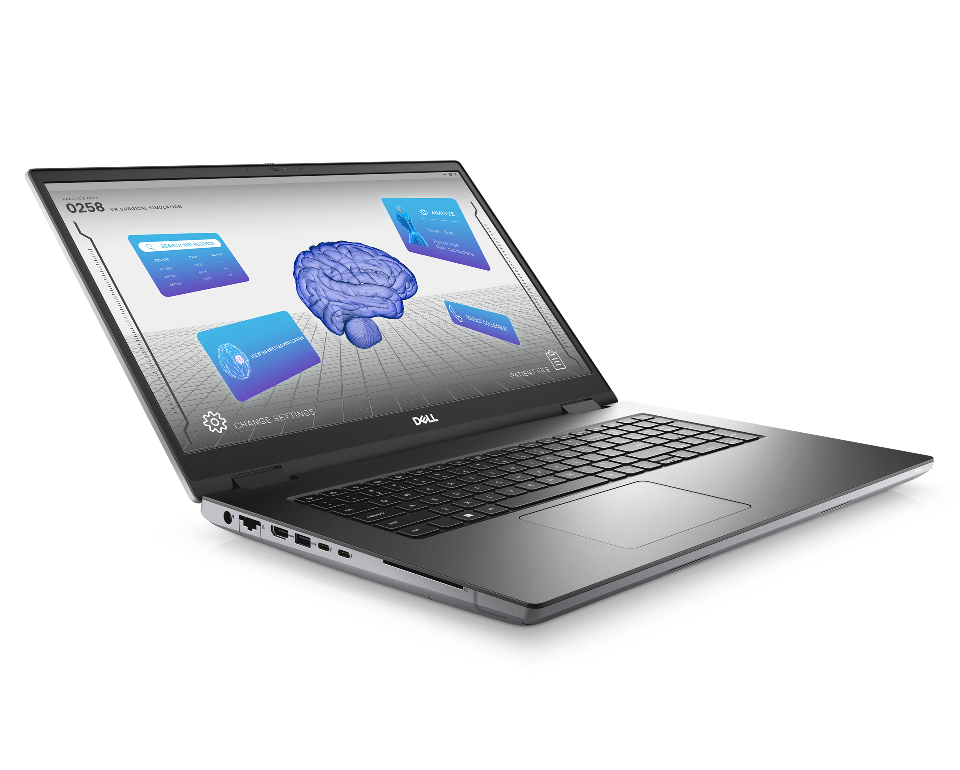 Image d’une station de travail mobile Dell Precision 17 7770 avec un tableau de bord à l’écran.
