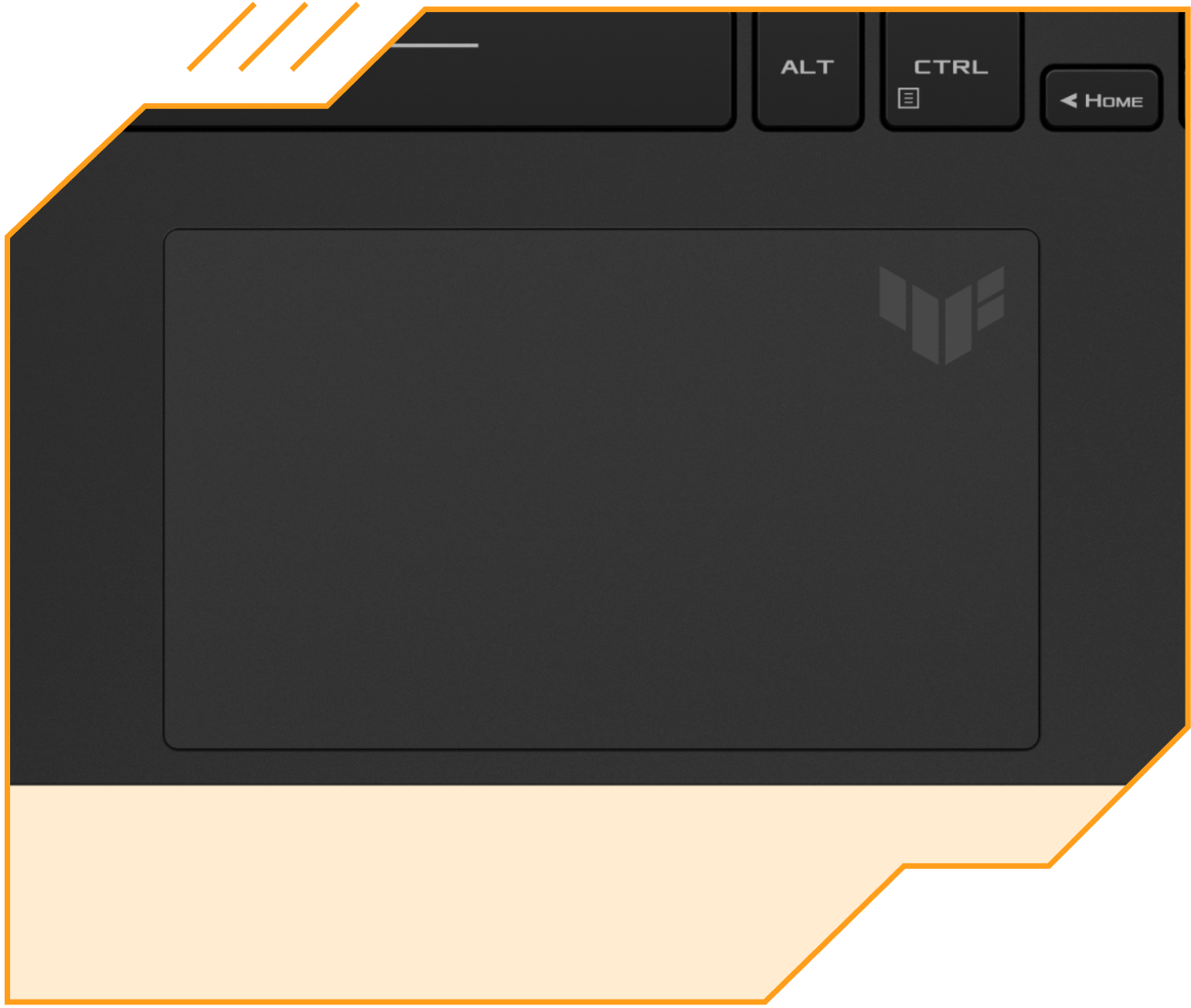 Gros plan sur le trackpad.