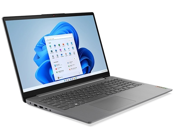 Ideapad 3 15inch Hero Rear Facing Left Arctic Grey lid open