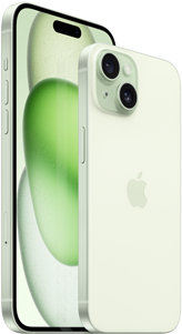 iPhone 15 Plus 6,7 et iPhone 15 6,1 montrés côte à côte pour faire ressortir la différence de taille.