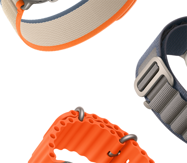 Boucle Alpine bleu, Boucle Trail orange/beige, Bracelet Océan orange