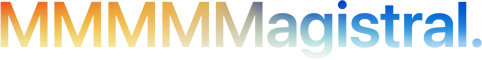 Accroche MMMMMagistral.  avec 5 « M », dégradé orange-bleu