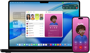 MacBook Pro 14 pouces et iPhone 16 — L’iPhone appelle un contact nommé Luis tandis que le MacBook Pro affiche le même appel dans l’app Téléphone